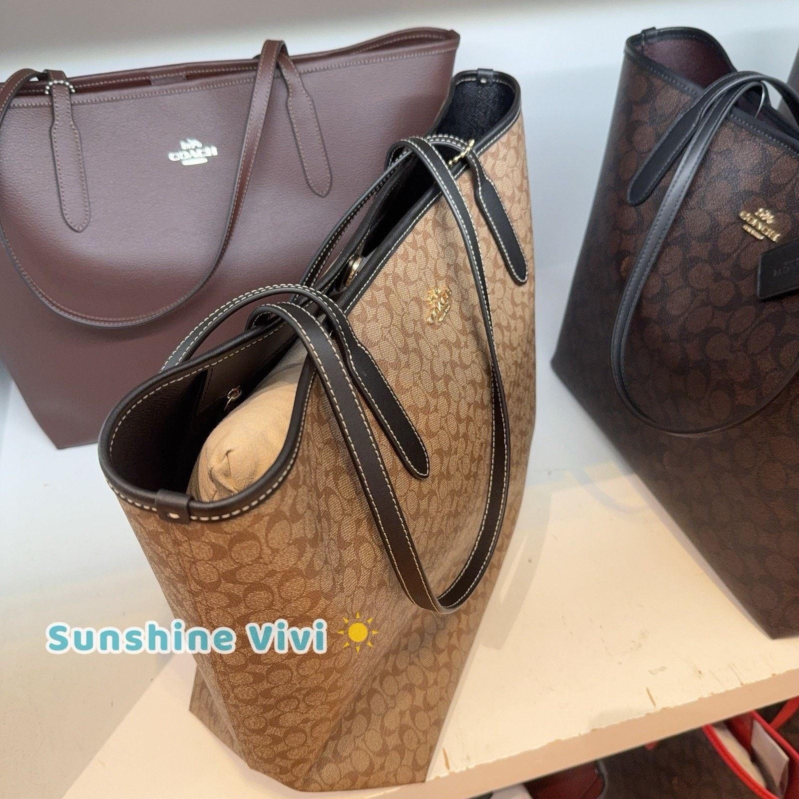 Coach NWT Coach CJ942 City Tote Khaki Brown Black Leather Bag Size ONE SIZE - 2 Thumbnail