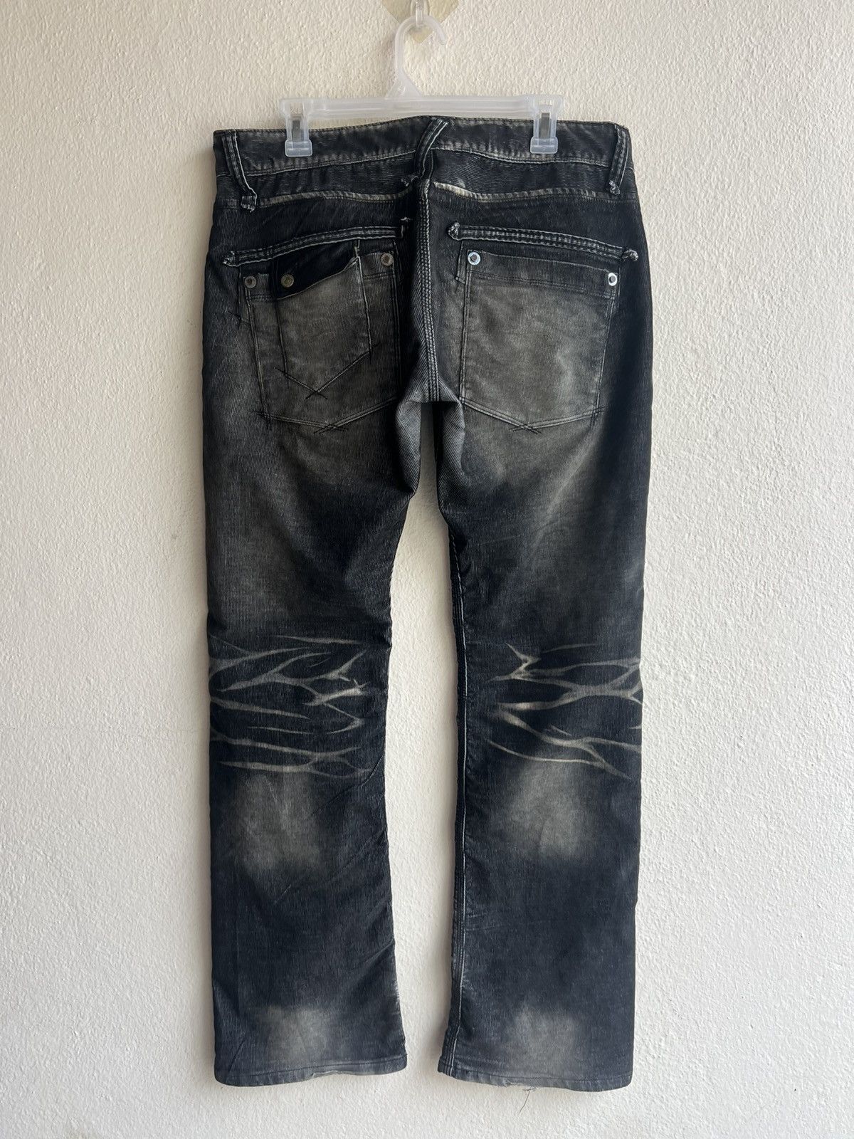 Vintage Rattle Trap Japan Distress Fade Stretch Corduroy Flare Jeans Size US 32 / EU 48 - 2 Thumbnail