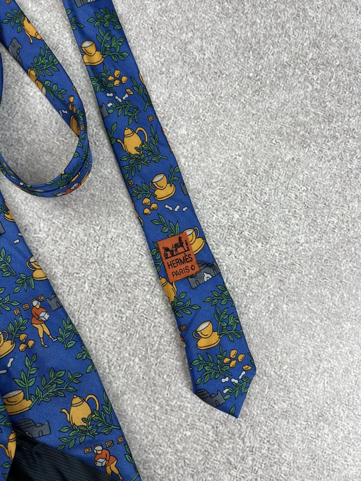 Hermes × Vintage Vintage Hermes Paris Silk Tie Blue Size ONE SIZE - 8 Thumbnail