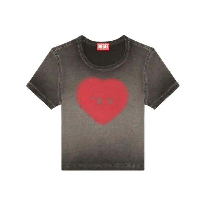 Diesel Diesel Grey Heart Print Short Sleeve T-Shirt 0079 Size XS / US 0-2 / IT 36-38 - 1 Thumbnail