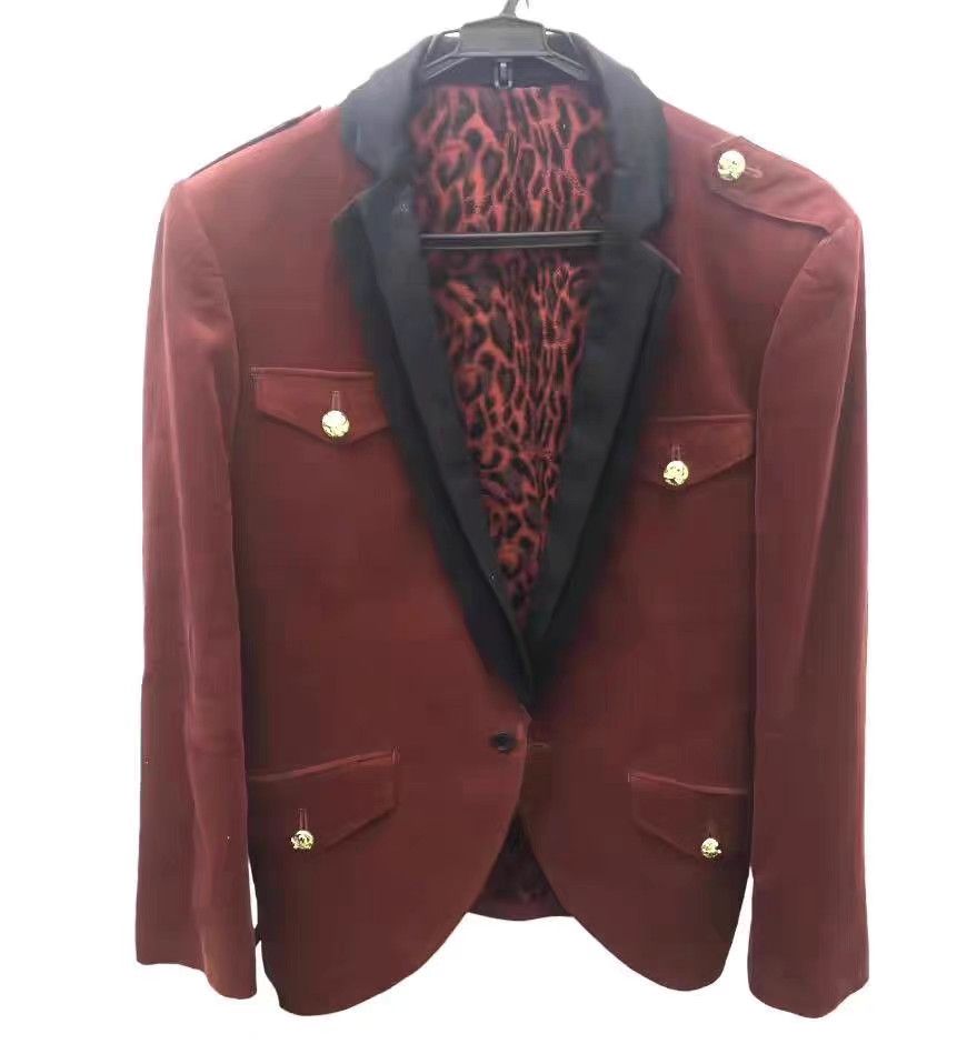 Roen Roen Velvet Blazer with Large Back Crystal Skull K11 Size US M / EU 48-50 / 2 - 1 Thumbnail