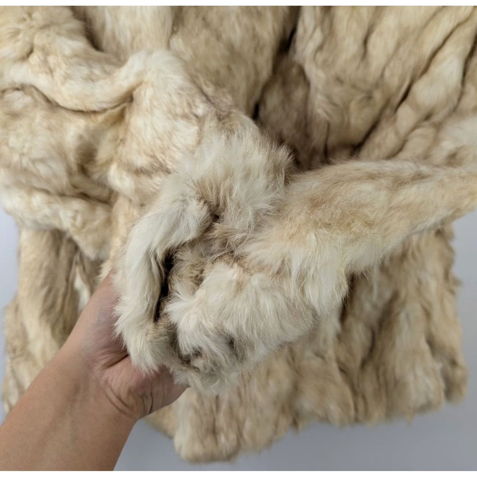 Vintage Vintage Dyed Rabbit Fur Coat - Women's M Beige Cream Hong Kong Mob Wife Luxury Size M / US 6-8 / IT 42-44 - 2 Thumbnail