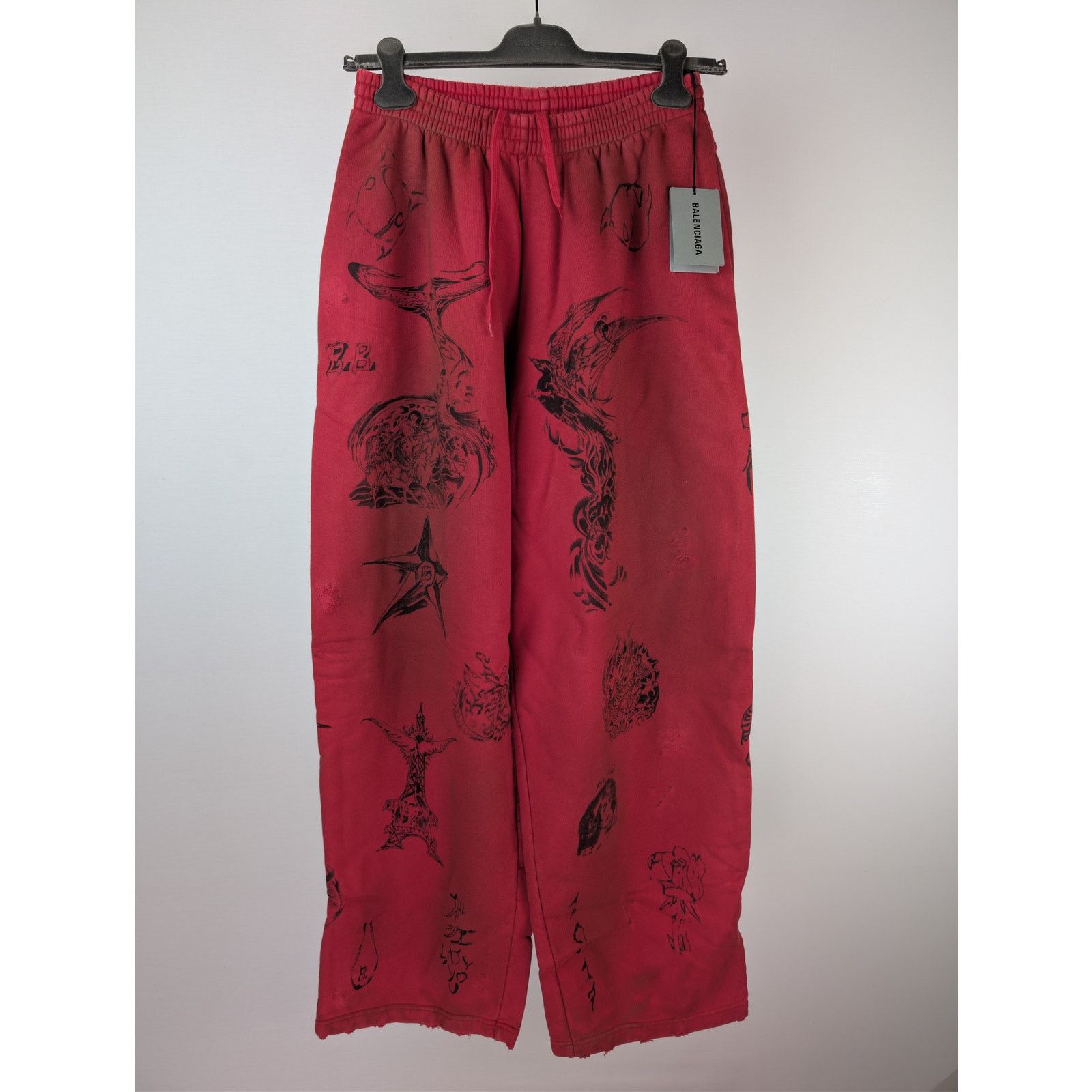 Balenciaga o1rshd1 Baggy Sweatpants & Joggers in Red/Black Size US 34 / EU 50 - 2 Thumbnail