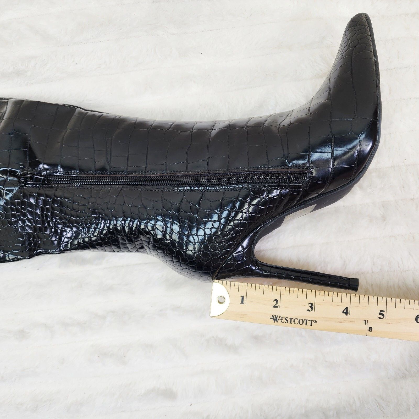 Other Flirty Black Snake Texture Knee High Heel Stiletto Boots Sex Size US 10 / IT 40 - 6 Thumbnail