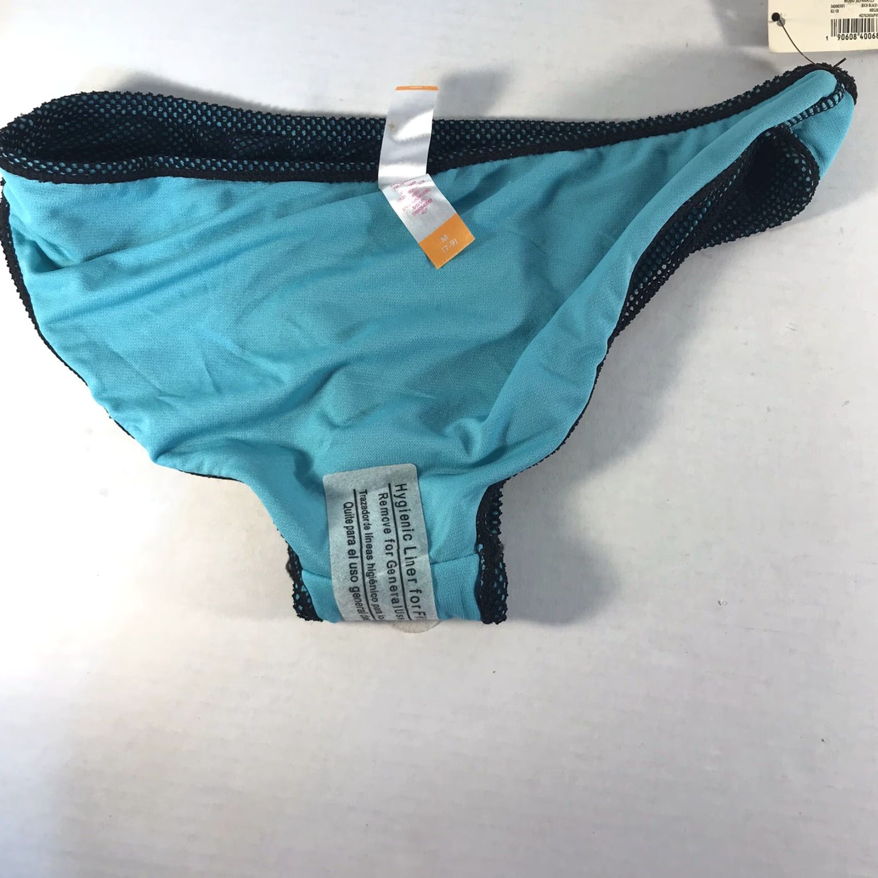 Vintage Nobo Juniors Bikini Bottoms M (7-9) Teal Solid Beach Lightweight Stretch Size 32" / US 10 / IT 46 - 4 Thumbnail