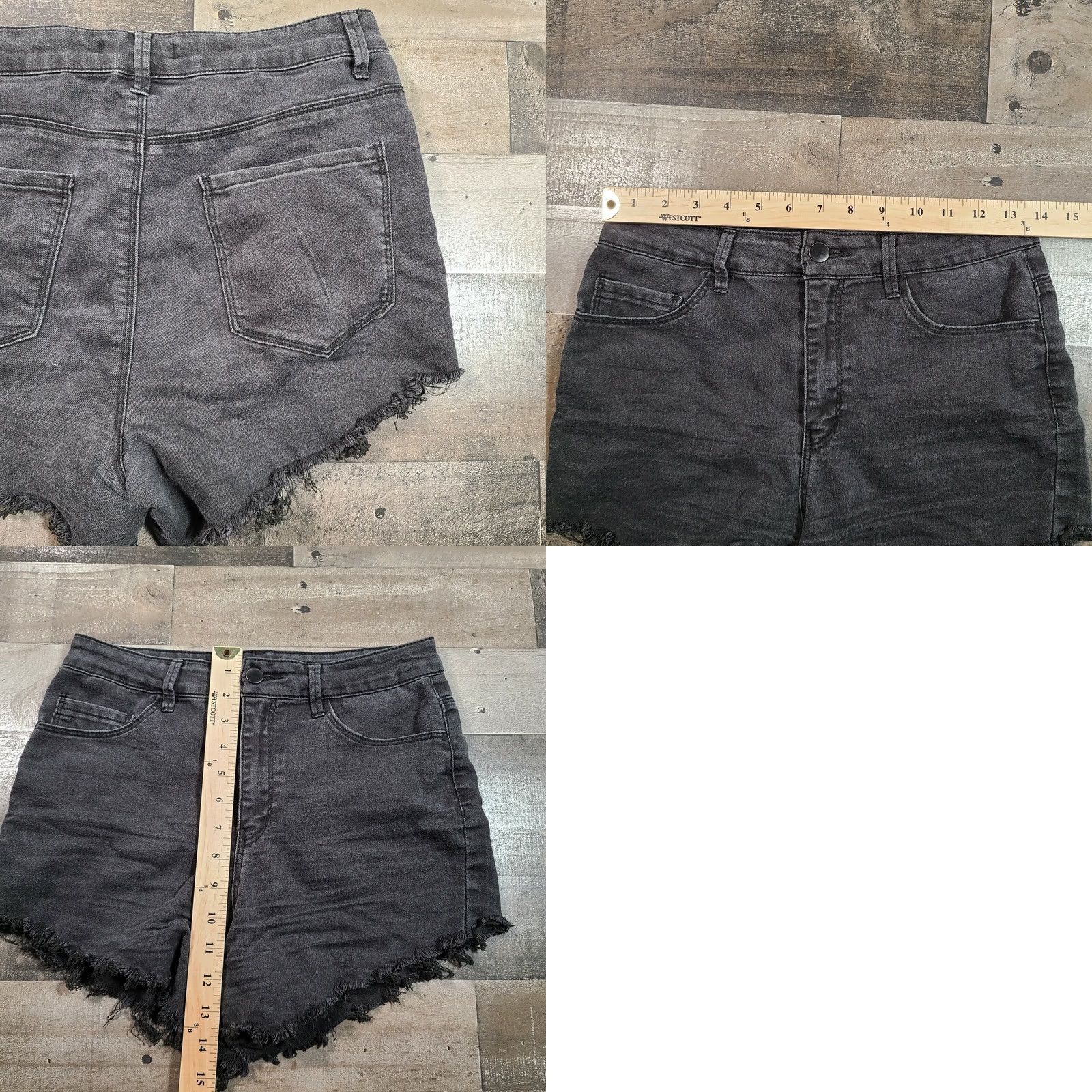 Forever 21 FOREVER 21 ShortS Womens 29 Black Cut-Off High Rise Zip Closure Denim Shorts Dark Wash Jeans Women Vintage No Size 27" / US 4 / IT 40 - 8 Thumbnail