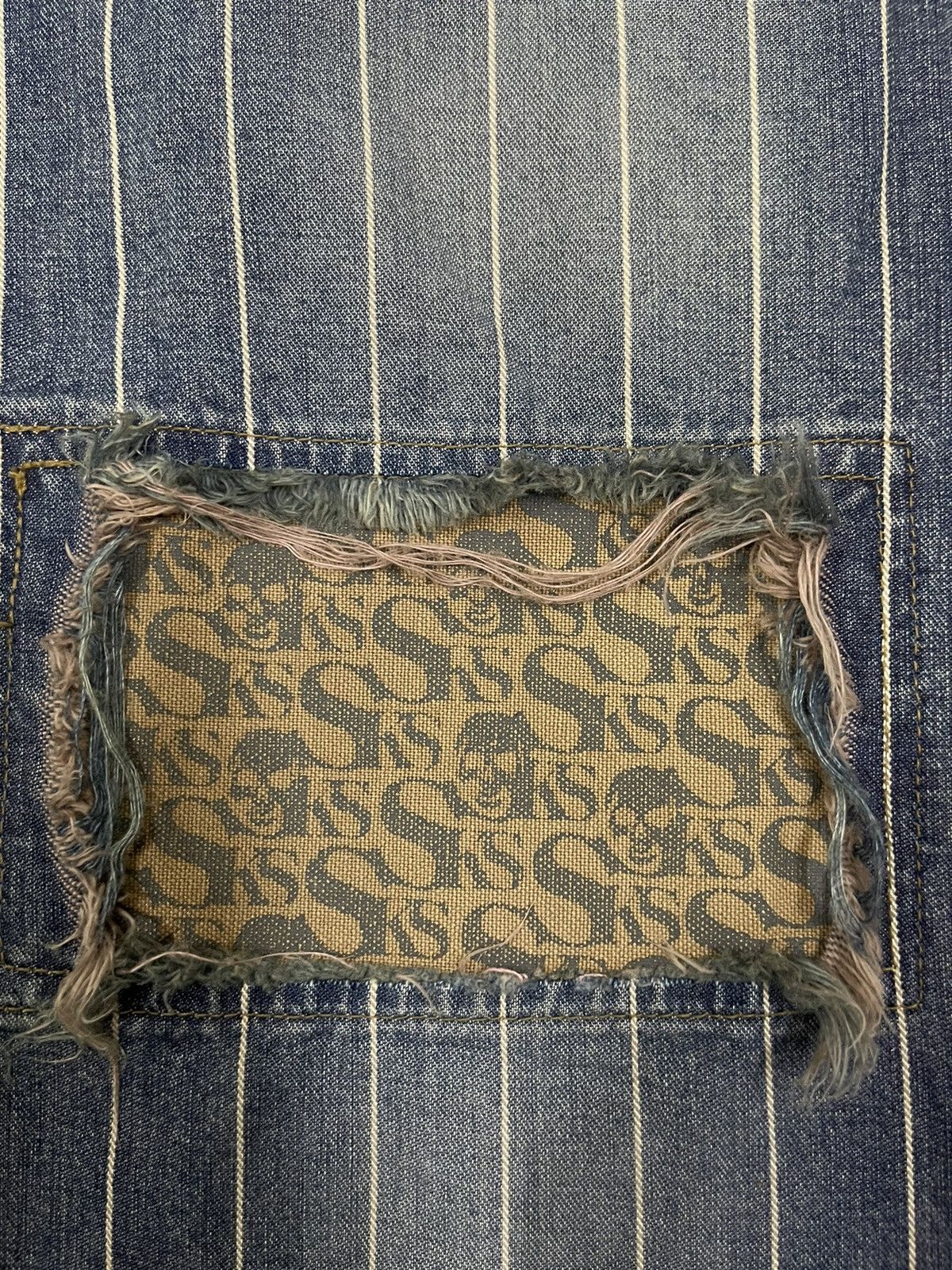 14th Addiction Vintage Japanese Skull Shit Distressed Style Stripe Jeans Size US 29 - 7 Thumbnail