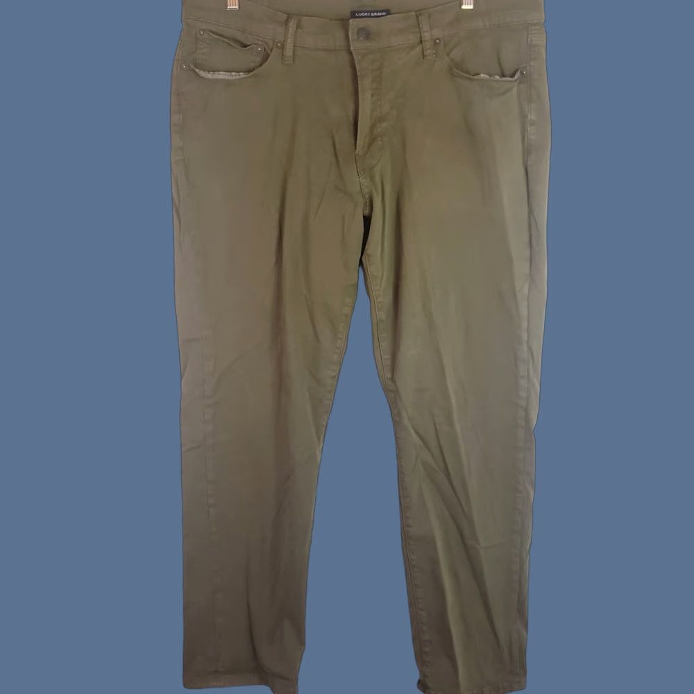 Lucky Brand Lucky Brand 410 Athletic Slim Jeans Mens 38x30 Green Khaki Stretch Denim Zip Button Tapered Preppy USA USA Theme Logo Size US 38 / EU 54 - 1 Thumbnail