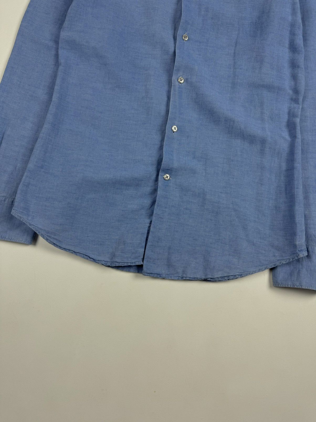 Designer × Glanshirt GLANSHIRT Blue Linen Long Sleeve Shirt Size US M / EU 48-50 / 2 - 5 Thumbnail