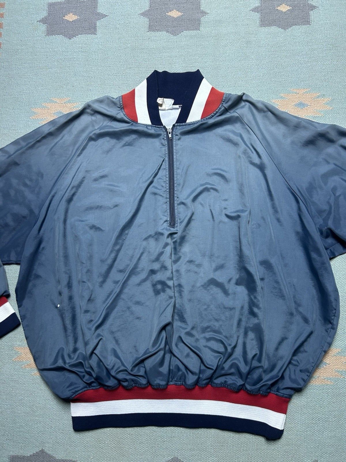 Vintage Vtg 80s satin bomber jacket nylon 1/2 zip blank lined 3XL Size US XXL / EU 58 / 5 - 3 Thumbnail