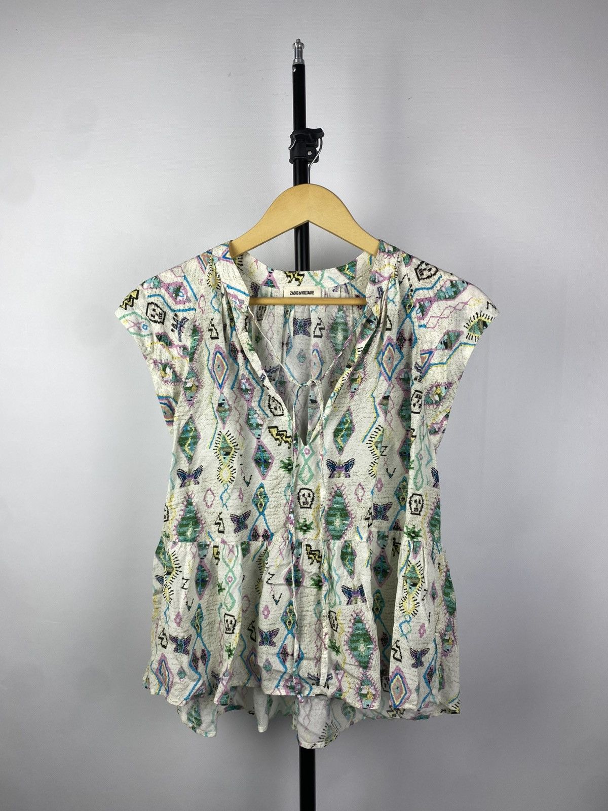 Designer × Zadig & Voltaire Zadig&Voltaire Monogram Graphic Print Blouse Size L / US 10 / IT 46 - 1 Thumbnail