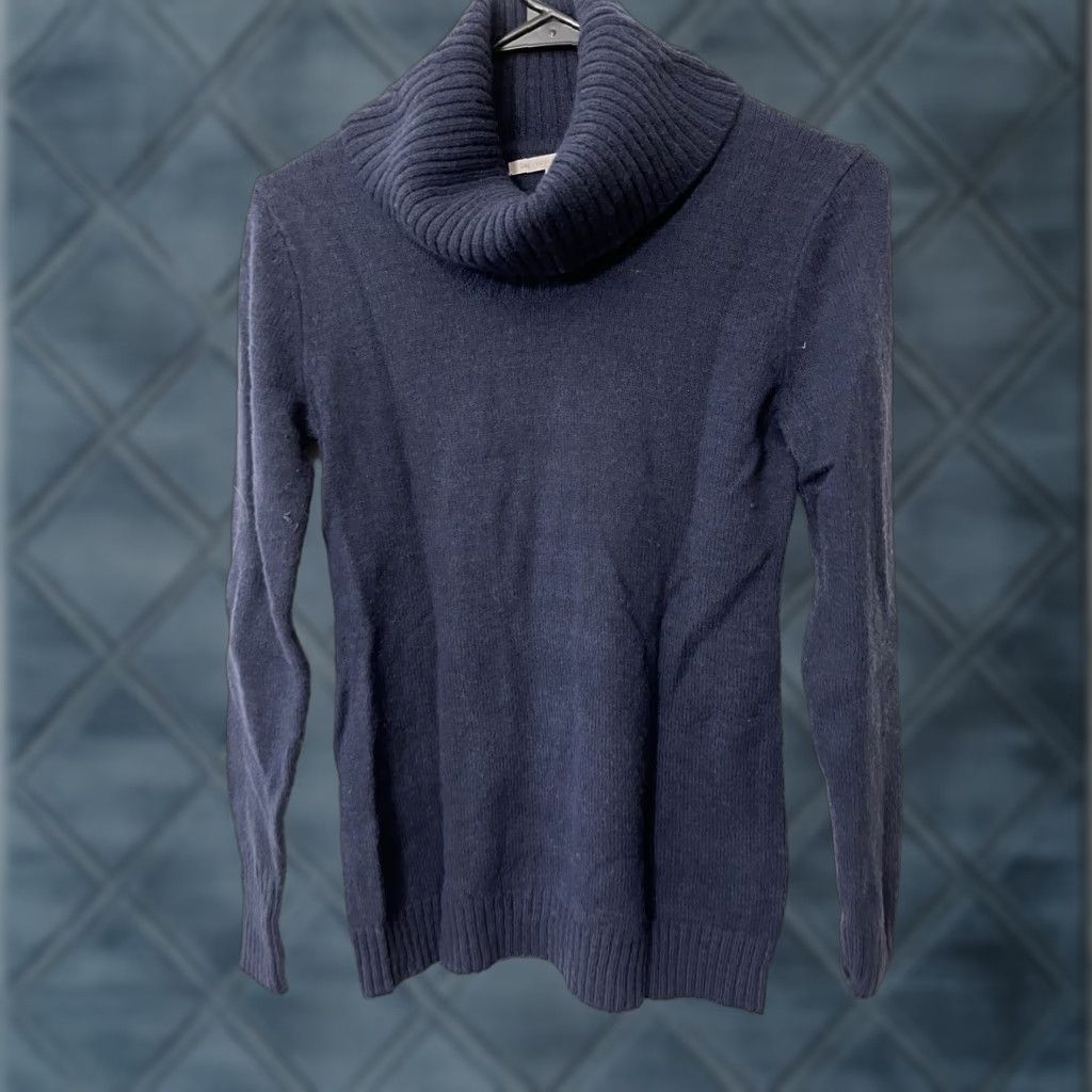 Gap GAP Women's Pullover Solid Turtleneck Sweater XS Navy Blue Cotton Ribbed Womens Size XS / US 0-2 / IT 36-38 - 1 Thumbnail