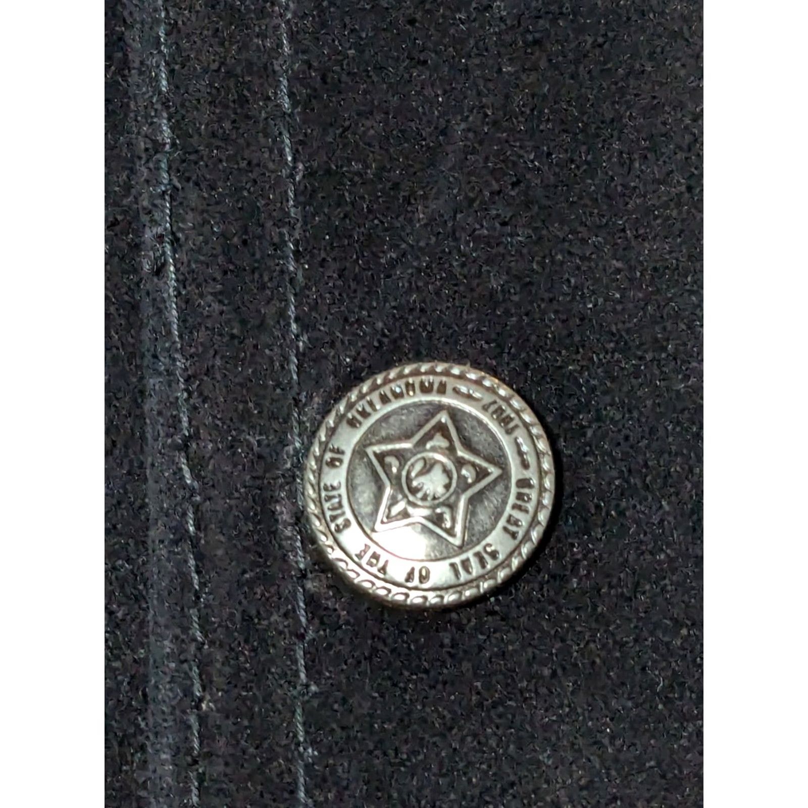 Vintage VTG Jazzman Sportswear Oklahoma State Seal Buttons Men Medium Black Leather Vest Size US M / EU 48-50 / 2 - 7 Thumbnail