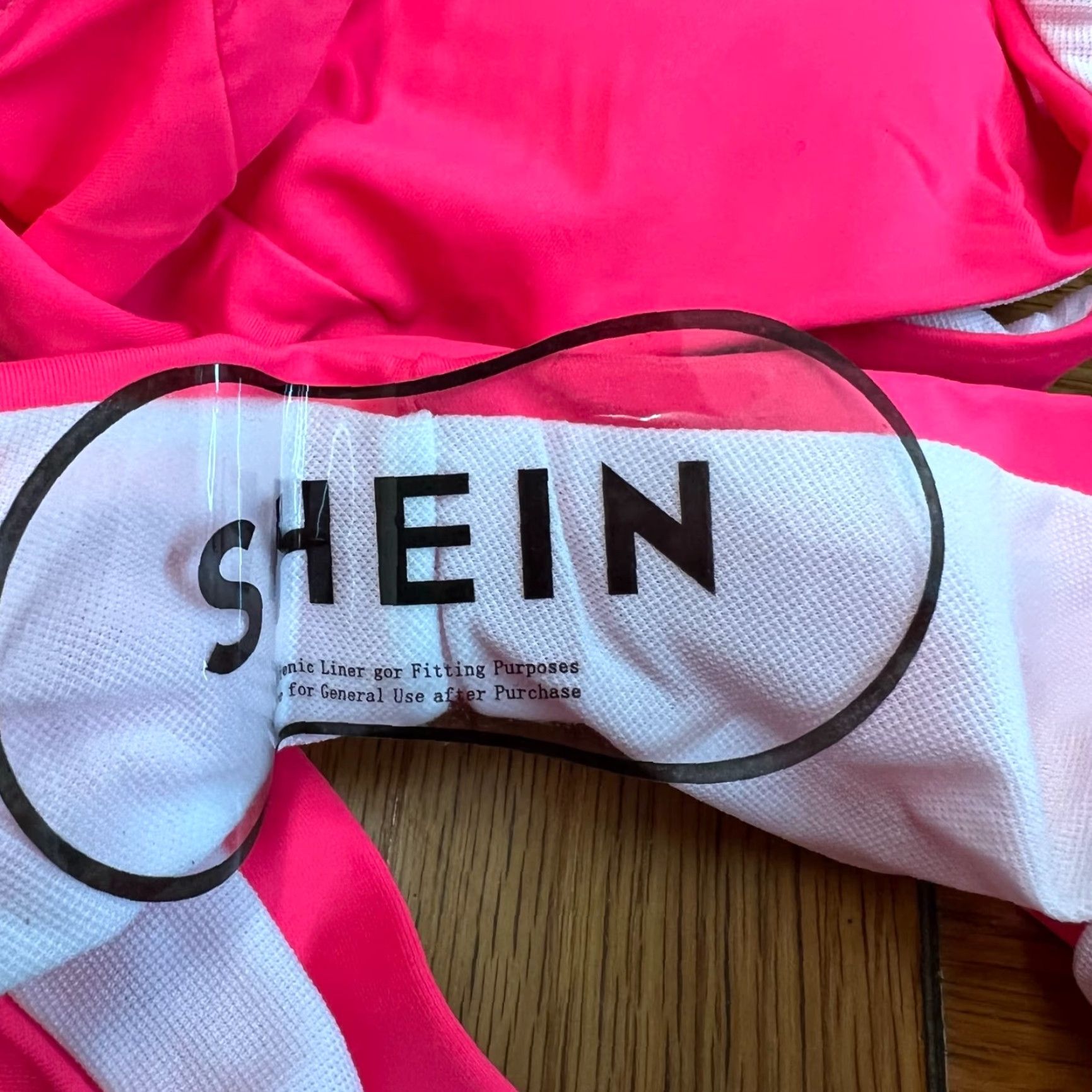 Shein SheIn Bikini Swimsuit Womens Size M Pink 2 Piece Swim Top Bandeau Spaghetti Strap Adjustable Padded Nylon Spandex Size ONE SIZE - 7 Thumbnail