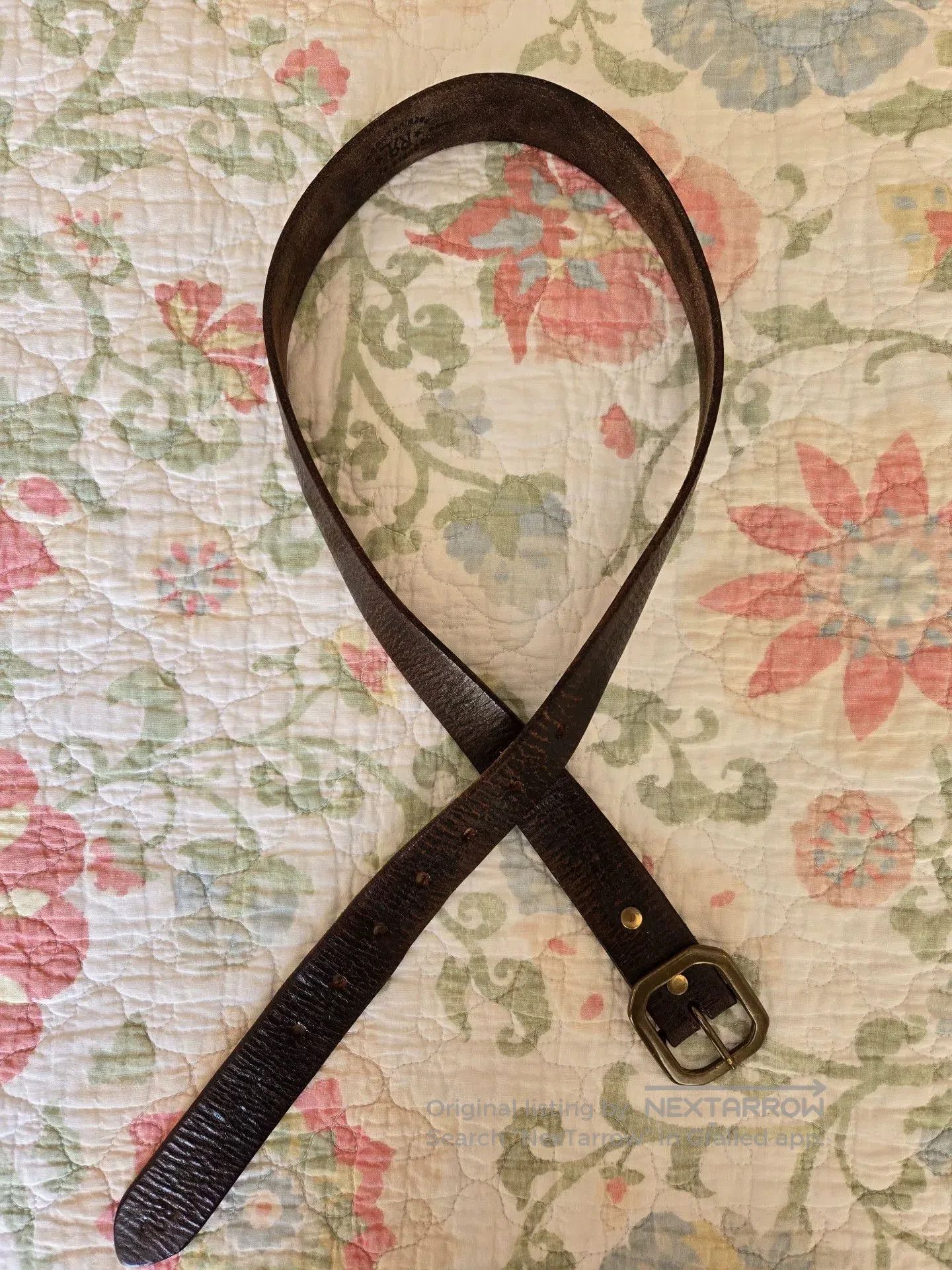 RRL Ralph Lauren RRL W32 Octagonal Buckle Cracked Belt. Size ONE SIZE - 3 Thumbnail