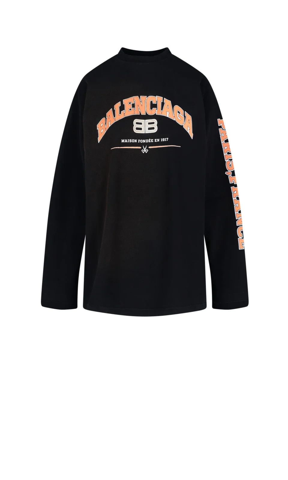 Balenciaga Maison oversized cotton long-sleeved T-shirt in black Size US M / EU 48-50 / 2 - 1 Thumbnail