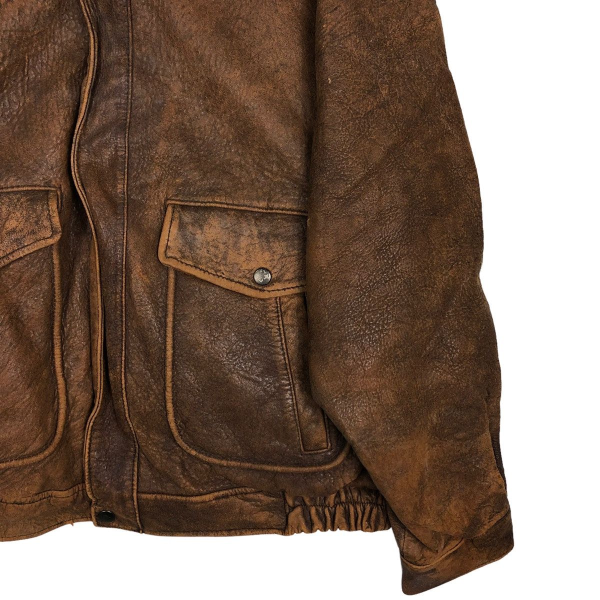 Genuine Leather 🔥Vtg Bomber Leather Jacket Fly Military Mother Harajuku Size US M / EU 48-50 / 2 - 5 Thumbnail