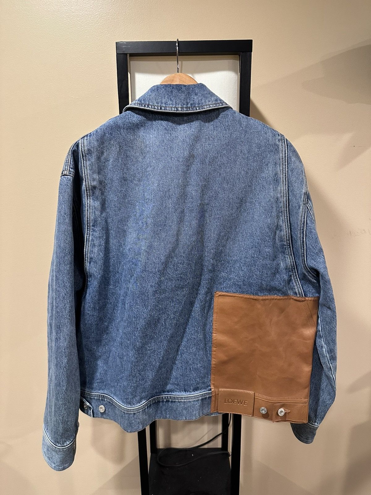 Loewe Loewe Leather Panelled Patch Logo Blue Denim Jacket Size US L / EU 52-54 / 3 - 2 Thumbnail