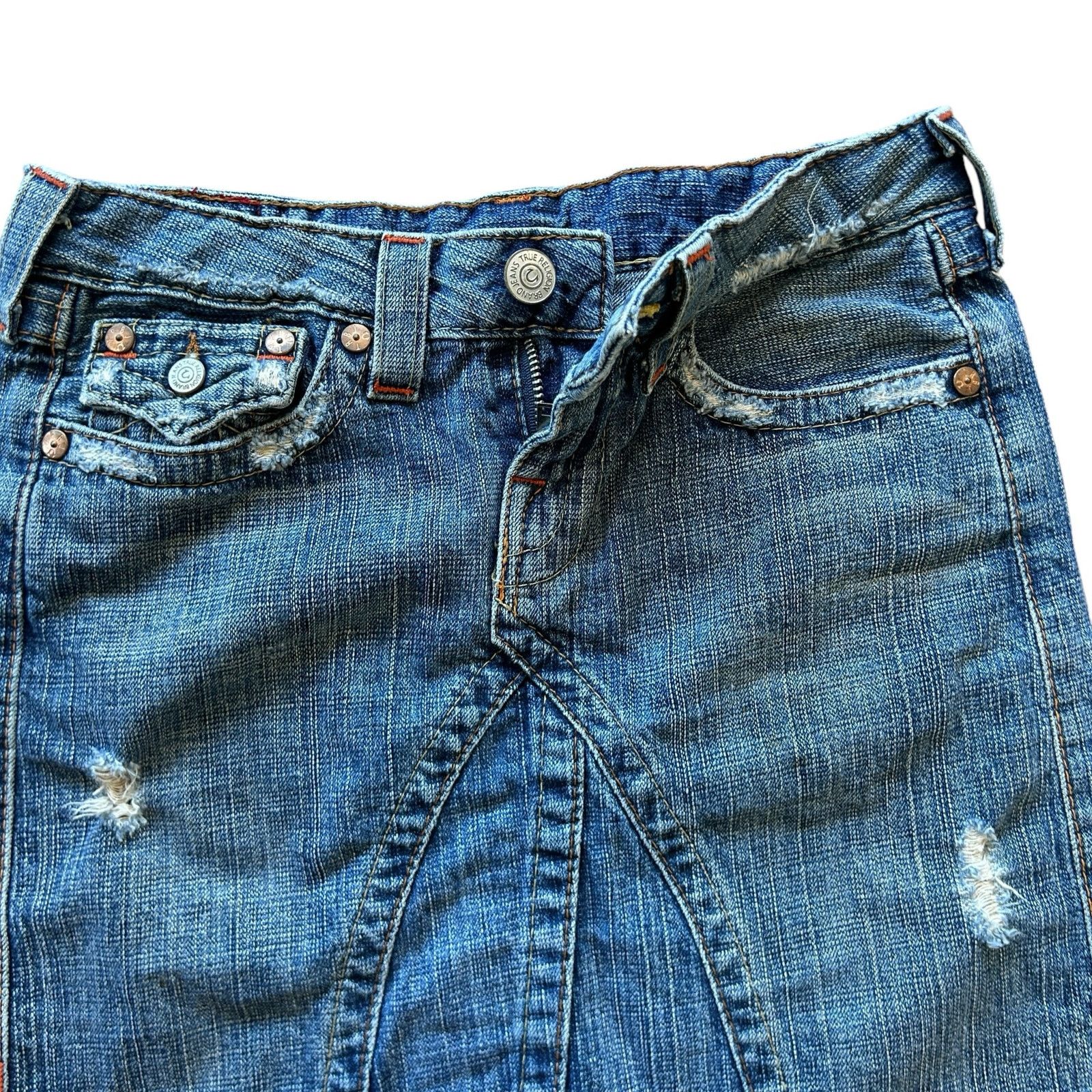 True Religion True Religion Joey Denim Jean Skirt Mini 26 Grunge Street Size 26" / US 2 / IT 38 - 7 Thumbnail