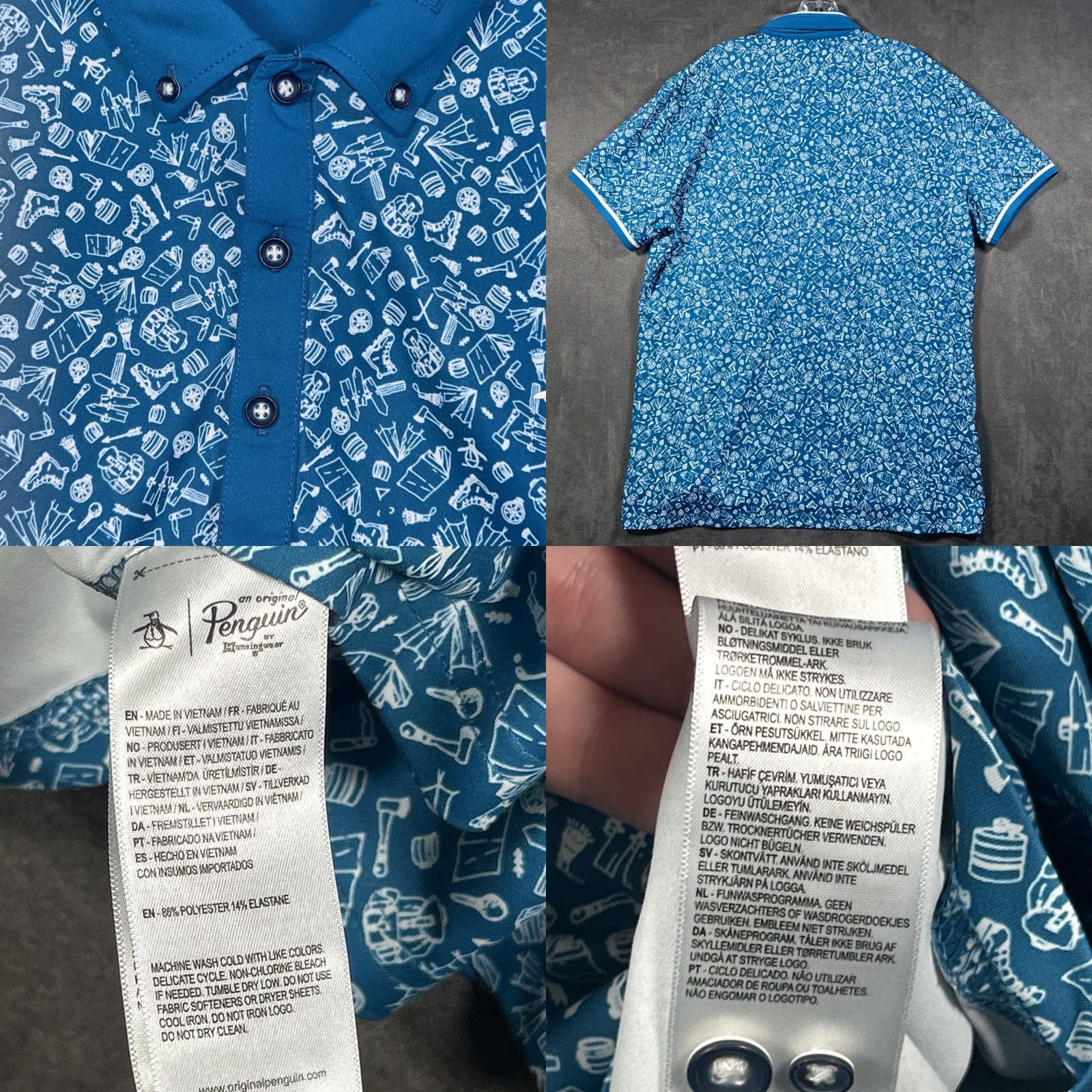 Original Penguin Original Penguin Polo Shirt Mens XL Blue Camping Short Sleeve Collared Shirt Size US XL / EU 56 / 4 - 8 Thumbnail