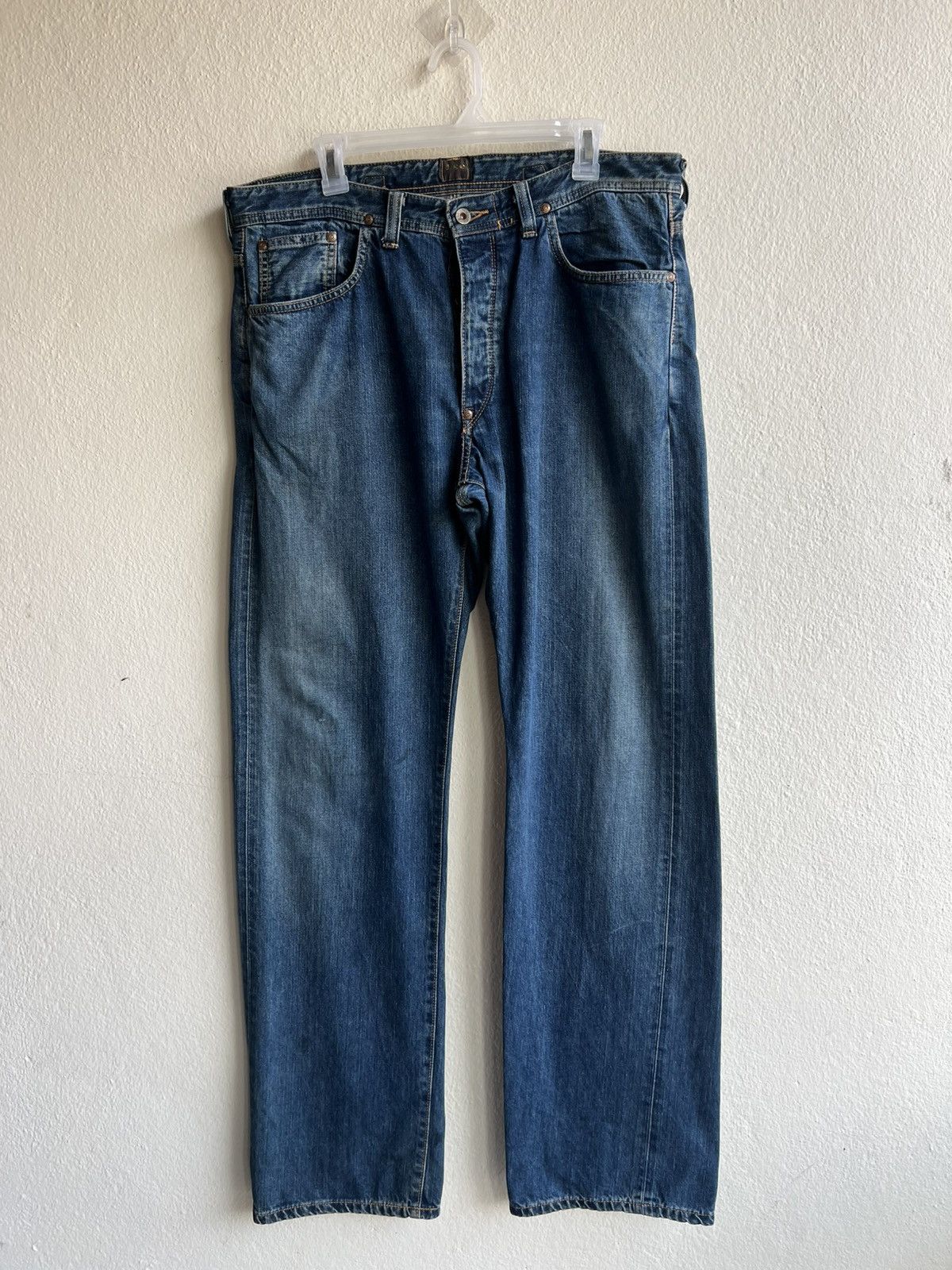 Lee × Vintage 90s Lee Cowboy Union Made Mud Denim Selvedge Jeans Size US 36 / EU 52 - 2 Thumbnail