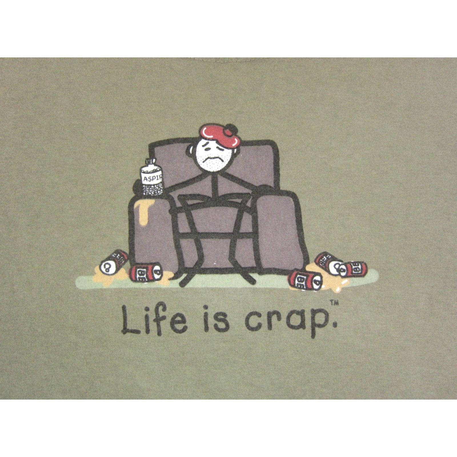 Alife Vintage Life is Crap Shirt Mens XL Green 80s 90s Retro Funny T-Shirt Short Sleeve Crew Neck Logo Cotton Jersey Size US XL / EU 56 / 4 - 3 Thumbnail