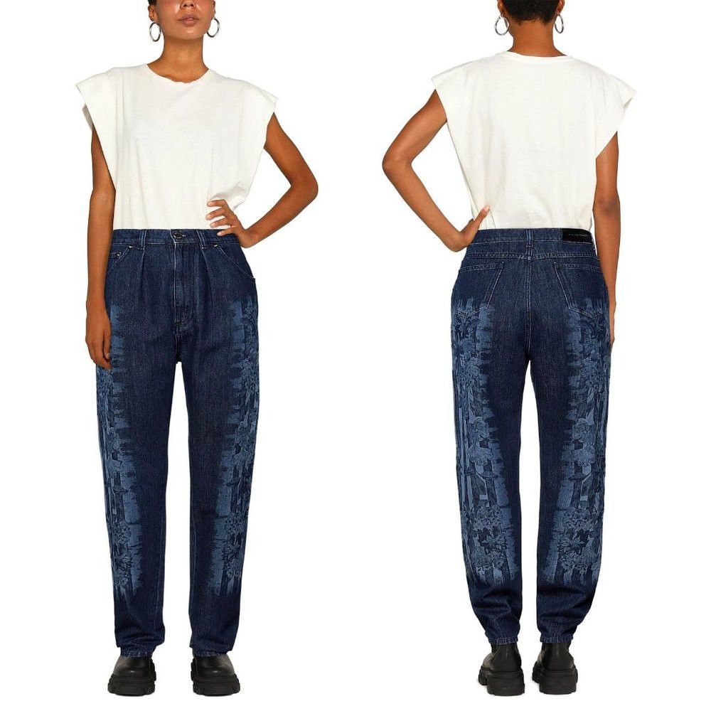 Alberta Ferretti NWT New Alberta Ferretti Floral High-Rise Italy Jeans 8 Size 30" / US 8 / IT 44 - 1 Thumbnail