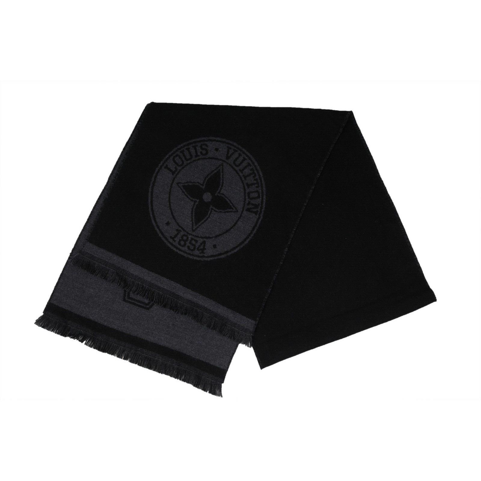 Louis Vuitton Lv Logo College University League Fringe Scarf Gray Black Size ONE SIZE - 12 Thumbnail