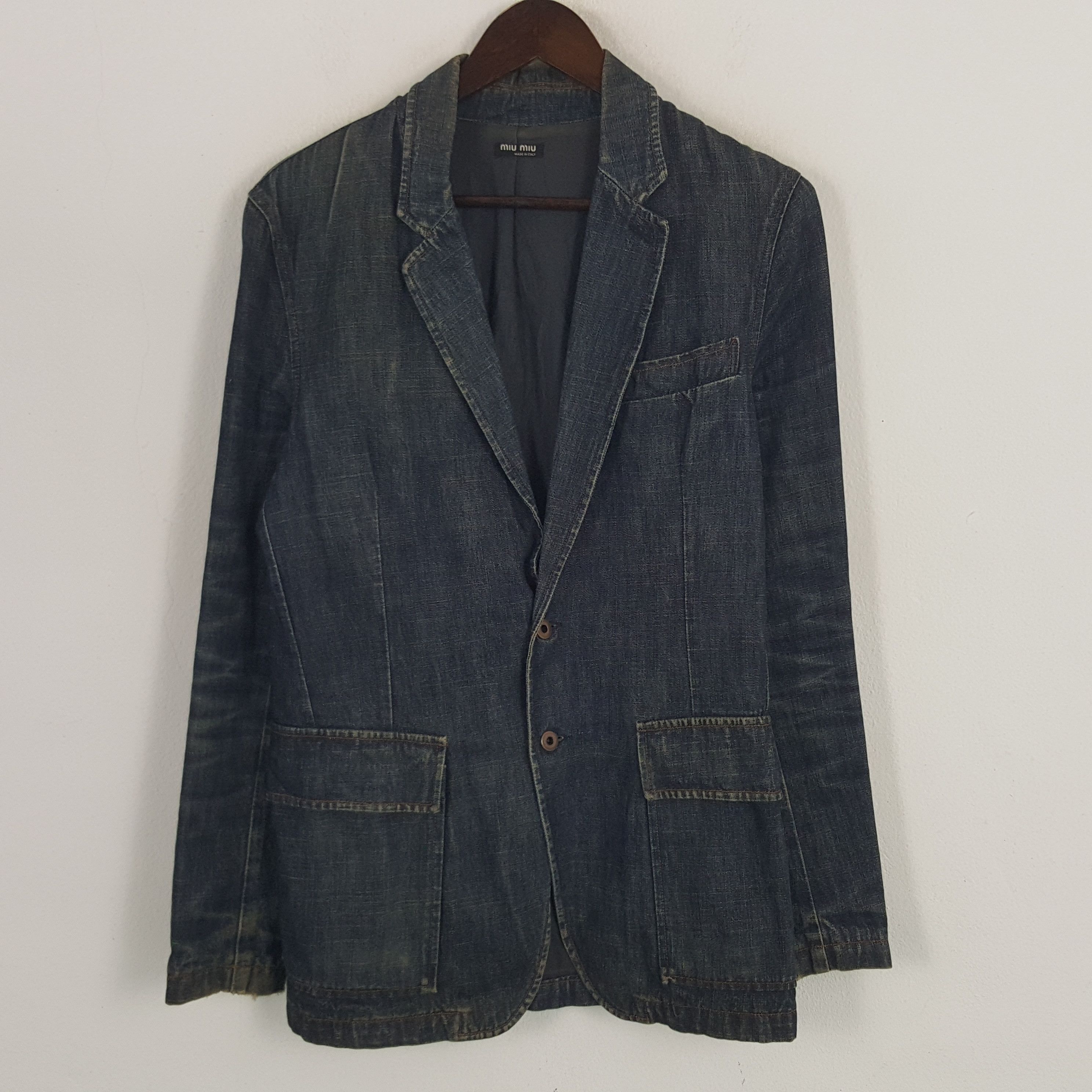 Miu Miu × Vintage Vintage Miu Miu Denim Button Blazer Jacket Size US S / EU 44-46 / 1 - 1 Thumbnail