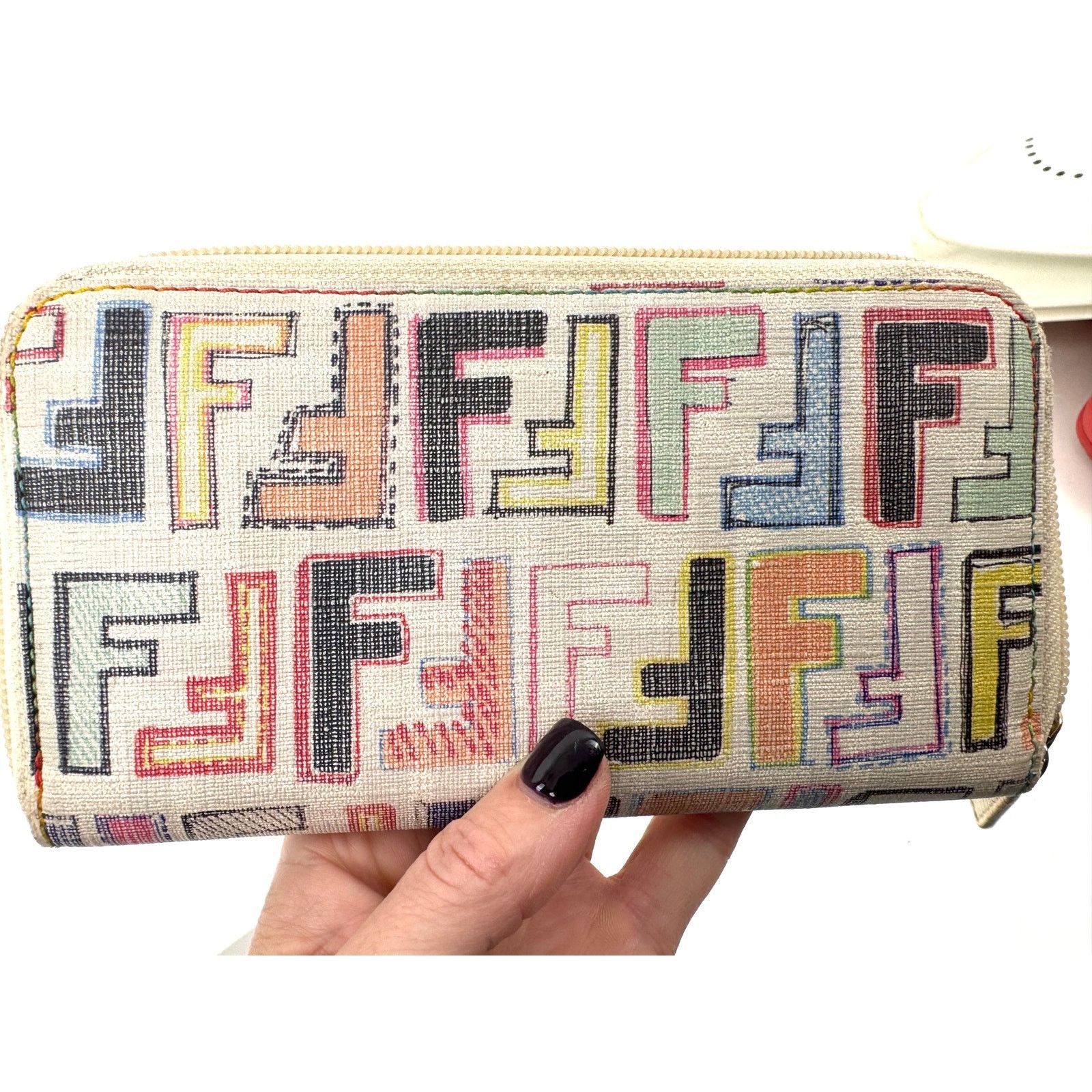 Fendi Fendi Rare Multicolor Zucca FF Long Zip Around Wallet Size ONE SIZE - 8 Thumbnail