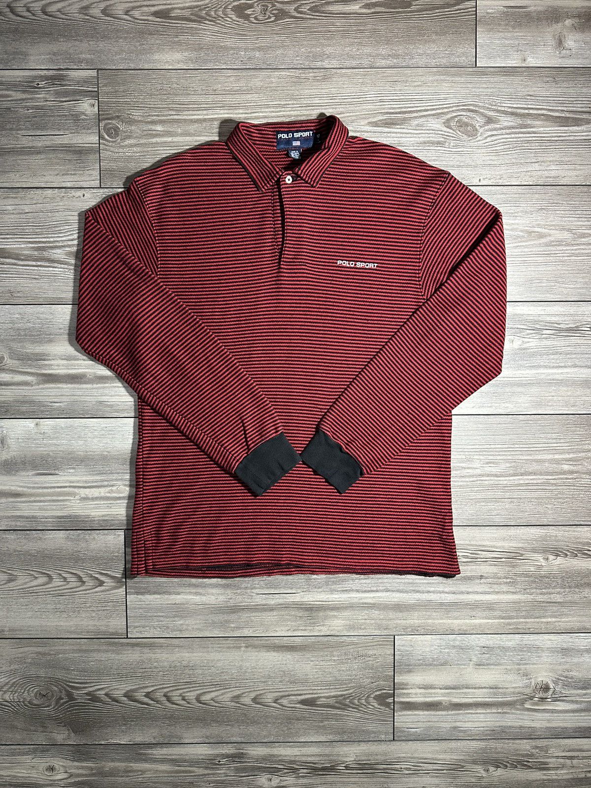 Polo Ralph Lauren × Vintage Vintage Polo Sport Striped Rugby Shirt Size US L / EU 52-54 / 3 - 1 Thumbnail