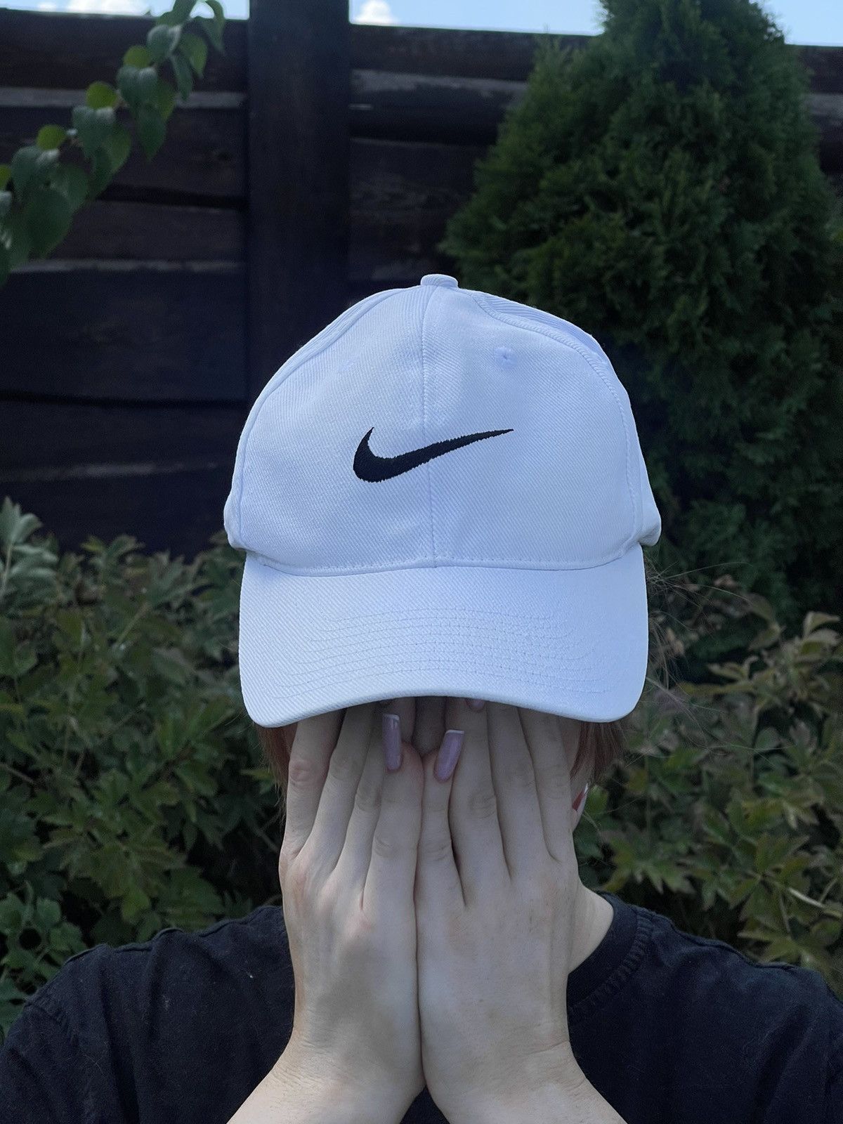 Nike × Vintage 90’s Nike Vintage white cap embroidered black logo Size ONE SIZE - 1 Thumbnail
