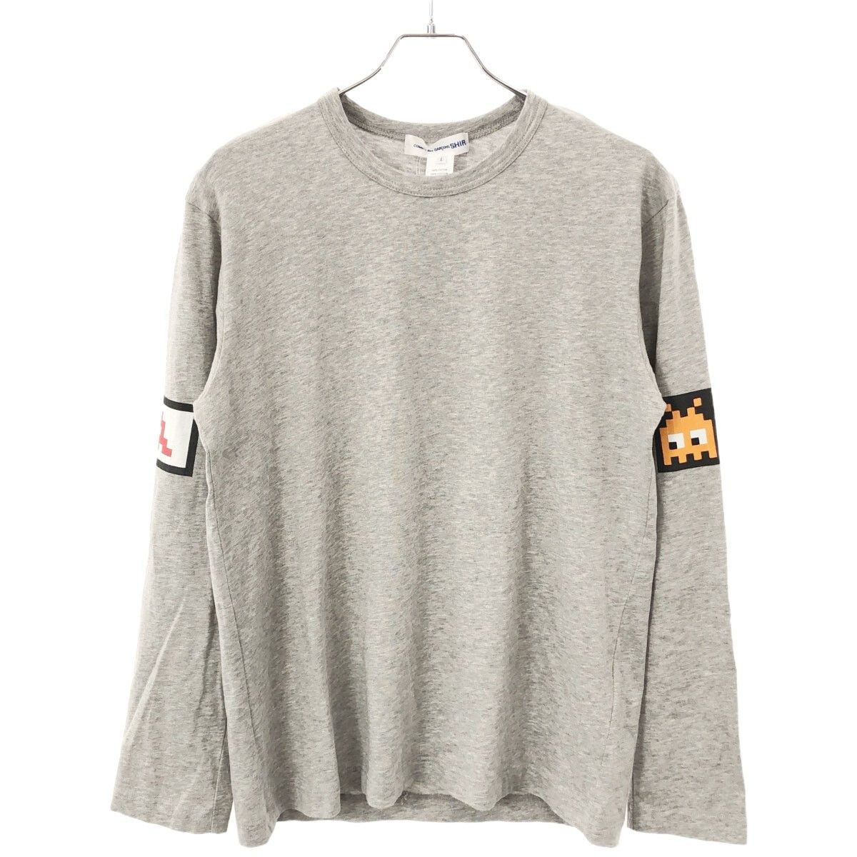 T-Shirts Invader print cut and sew Long Sleeve Gray