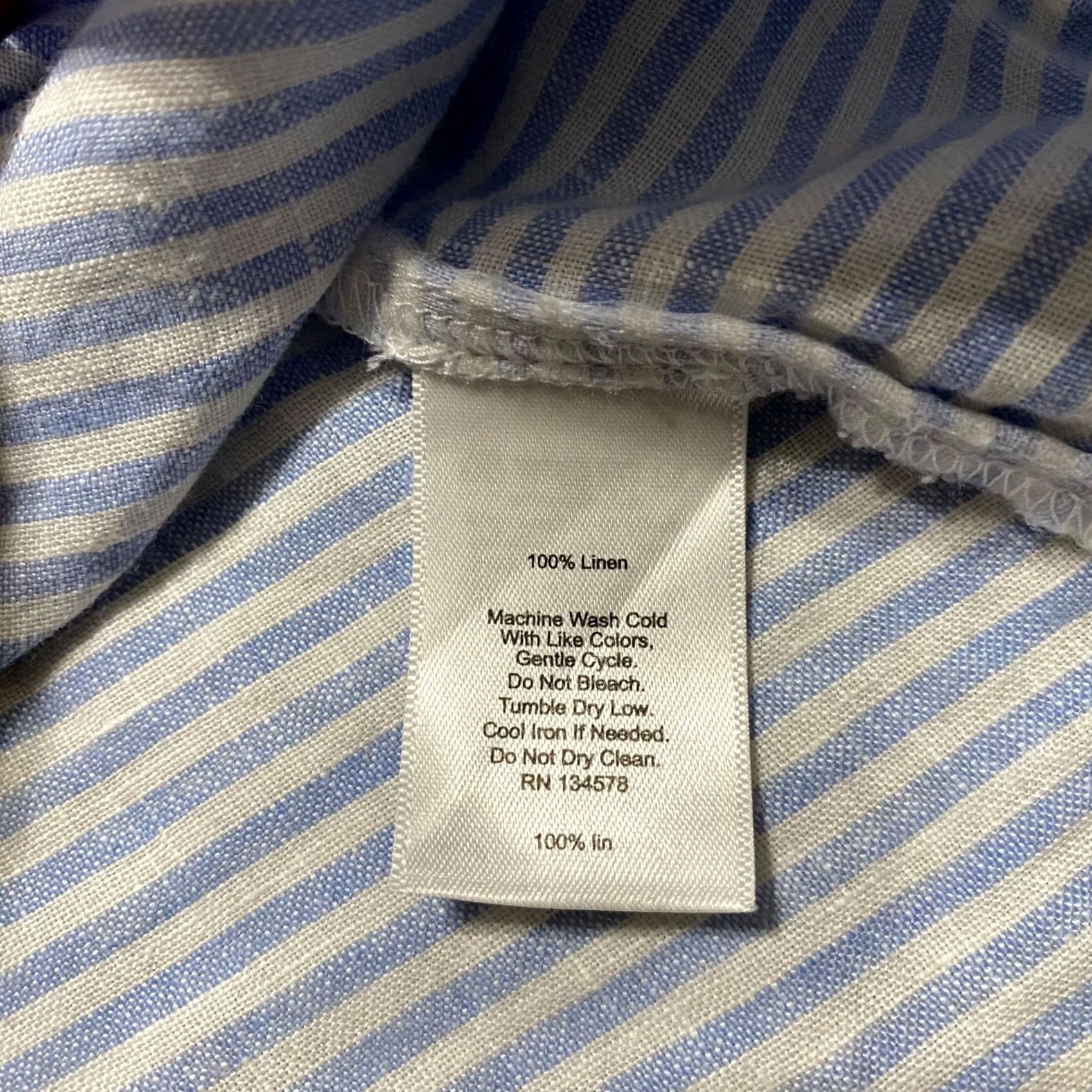 Vineyard Vines Vineyard Vines Blouse Wrap Shirt Womens S Blue Striped Linen V-Neck Beach 90s Style Size S / US 4 / IT 40 - 4 Thumbnail
