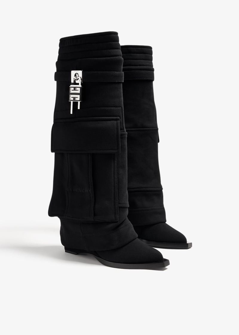 Givenchy o1w1db10525 Shark Lock Cowboy Boots in Black Size US 7 / IT 37 - 4 Thumbnail