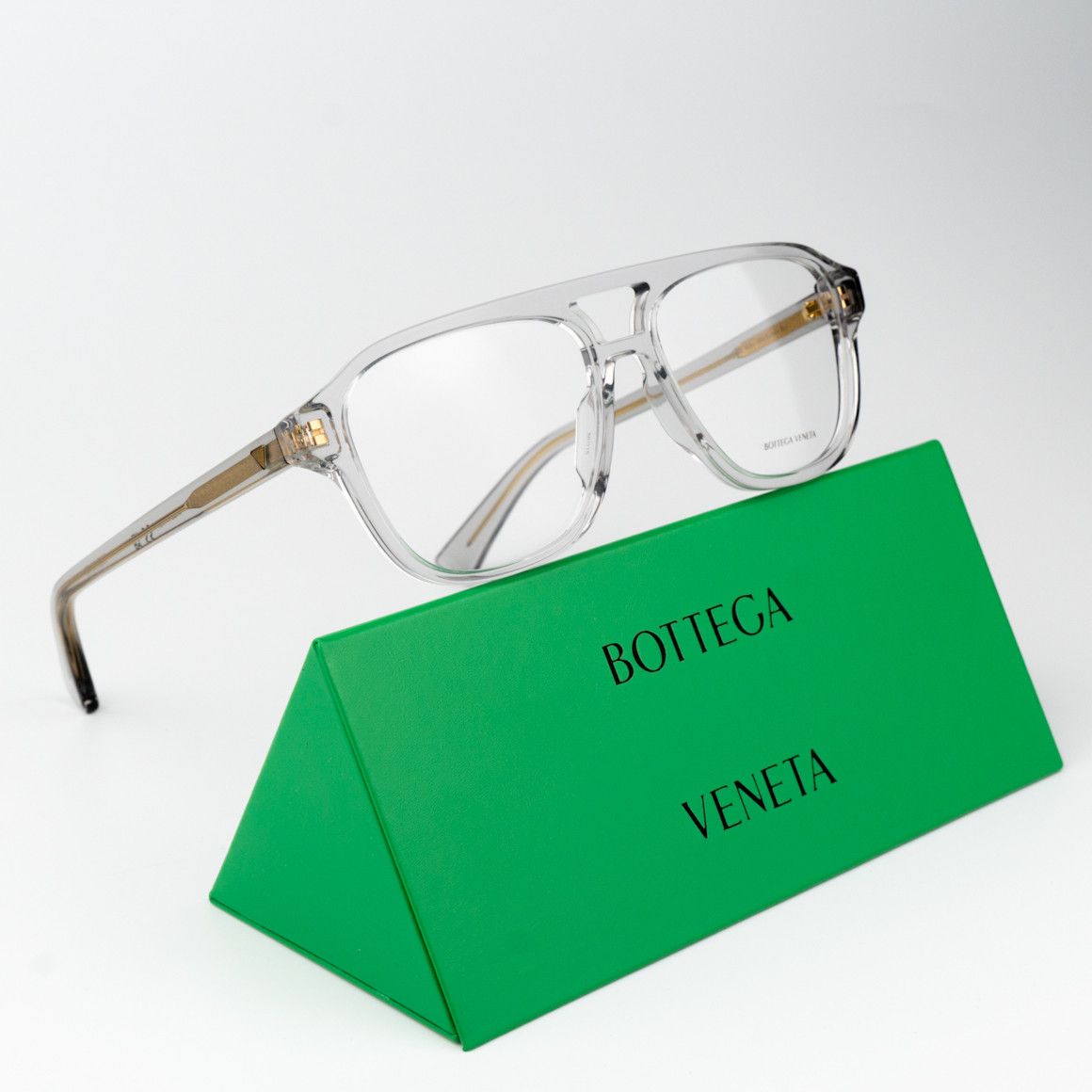 Bottega Veneta NEW Bottega Veneta BV1294O 004 Grey Pilot Unisex Eyeglasses Size ONE SIZE - 2 Thumbnail