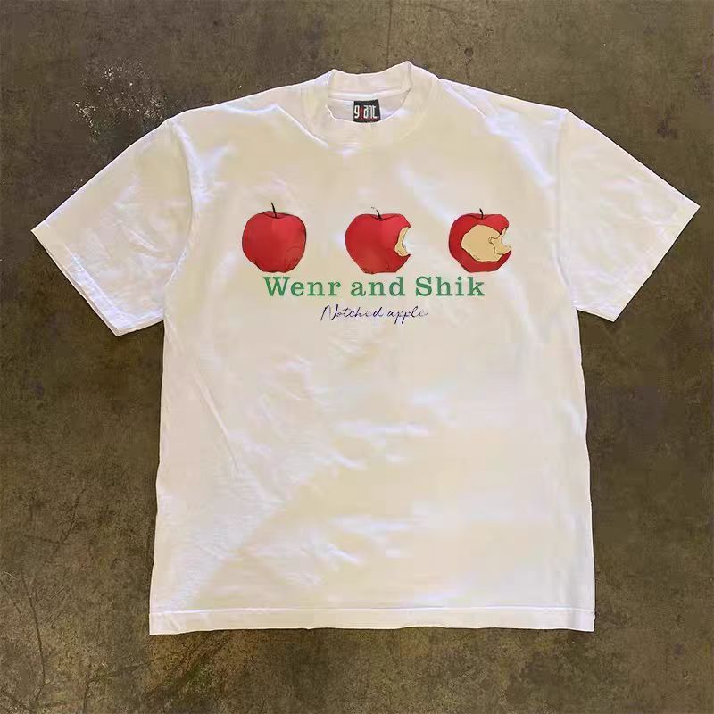 Japanese Brand × Vintage Street washed retro apple print loose t-shirt Size US M / EU 48-50 / 2 - 1 Thumbnail