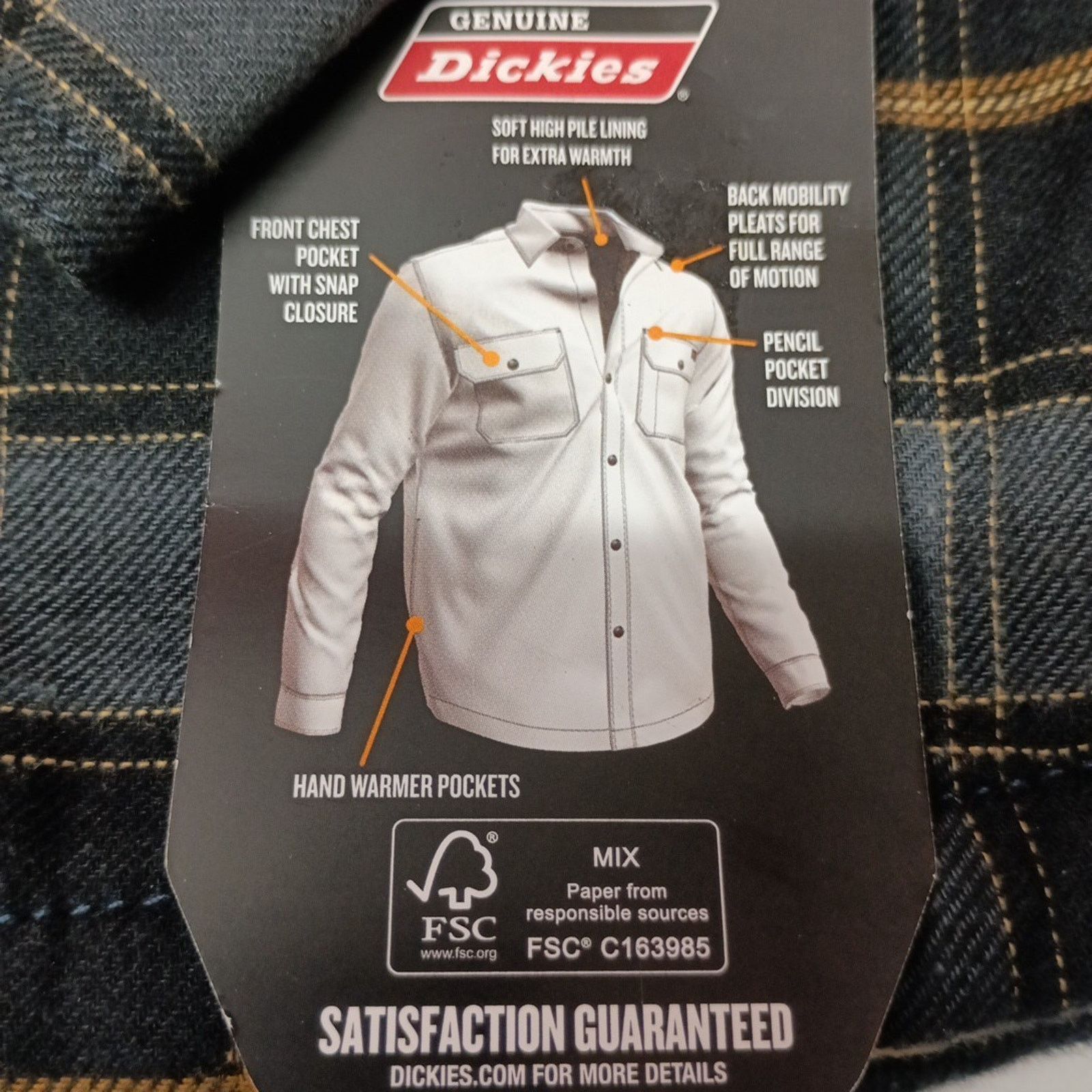 Dickies Dickies Mens S Fleece Lined Flannel Shirt Jacket Black Plaid Size US S / EU 44-46 / 1 - 3 Thumbnail