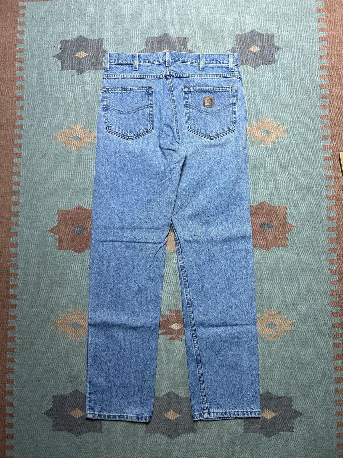 Vintage Vtg Carhartt jeans loose relaxed taper B17 skater work 33x33 Size US 33 - 7 Thumbnail