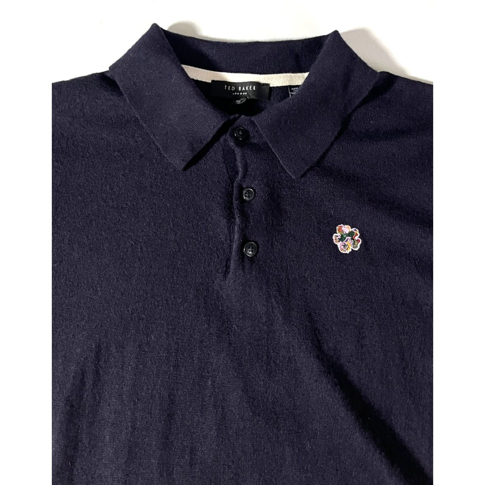 Ted Baker VINTAGE Ted Baker London Men's Collared Sweater Navy Wool 100% Size 5 M/L Slim Regular Knit Pullover Logo City Classic Designer Preppy Wool Navy Mens Size US L / EU 52-54 / 3 - 6 Thumbnail