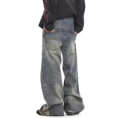 Jean Vintage Washed Distressed Splicing Flared Jeans Size US 30 / EU 46 - 4 Thumbnail