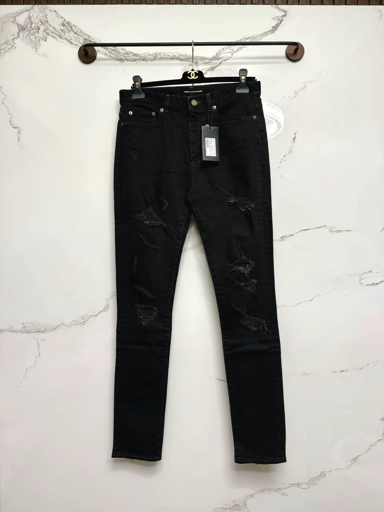 Saint Laurent Paris Black erosive jeans