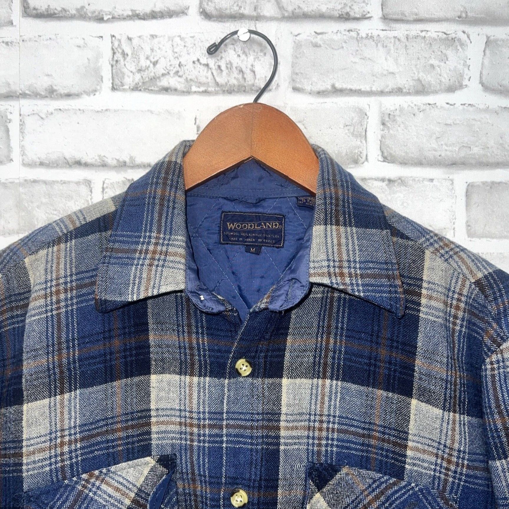 Vintage VINTAGE Woodland Plaid Button-Up Shirt Mens Medium Blue Wool Blend Long Sleeve Quilted Size US M / EU 48-50 / 2 - 3 Thumbnail