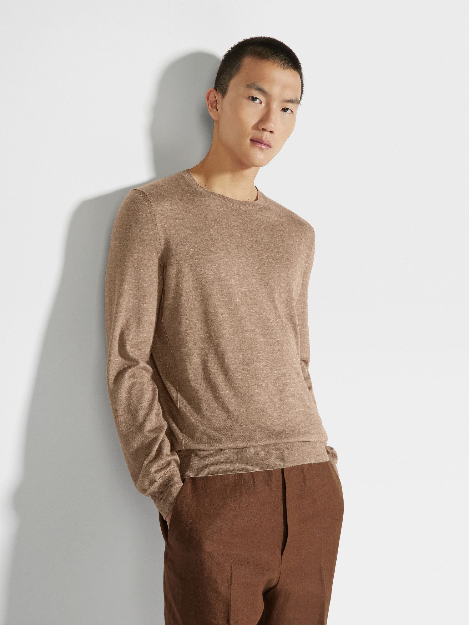 Ermenegildo Zegna o1s1rm0225 RUDF91 Crewneck Sweater in Beige Size US L / EU 52-54 / 3 - 3 Thumbnail
