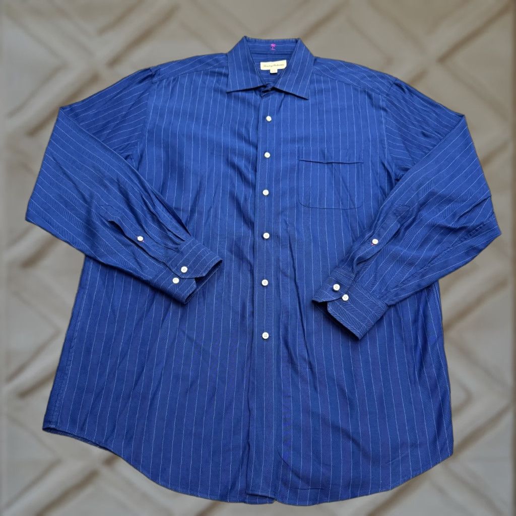 Tommy Bahama VINTAGE Tommy Bahama Button-Up Shirt Mens Regular Blue Striped Herringbone Classic 16.5 34/35 SS? Size US S / EU 44-46 / 1 - 1 Thumbnail