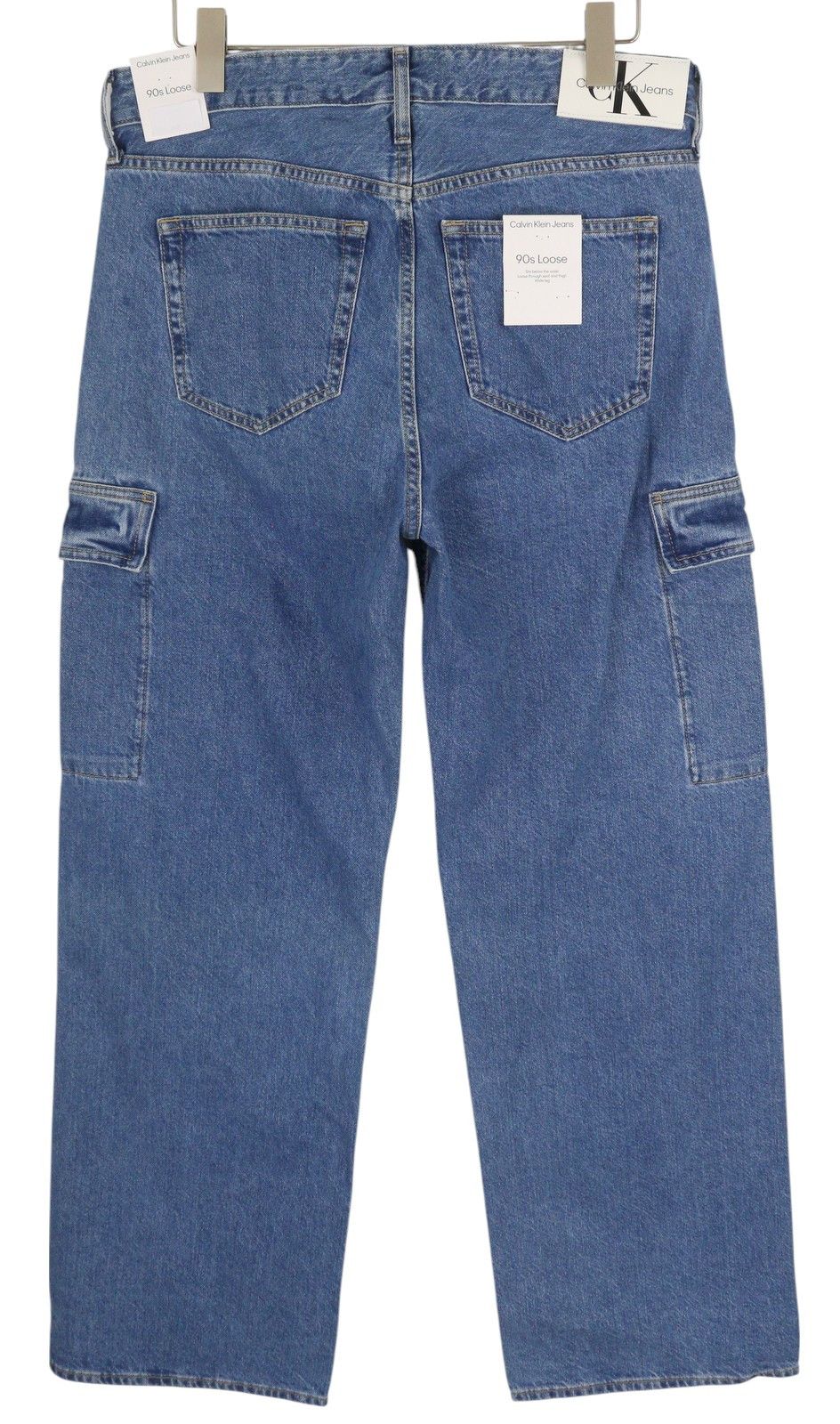 Calvin Klein 90'S LOOSE CARGO W32 Blue Regular Fit Logo Jeans 84964 Size US 32 / EU 48 - 2 Thumbnail