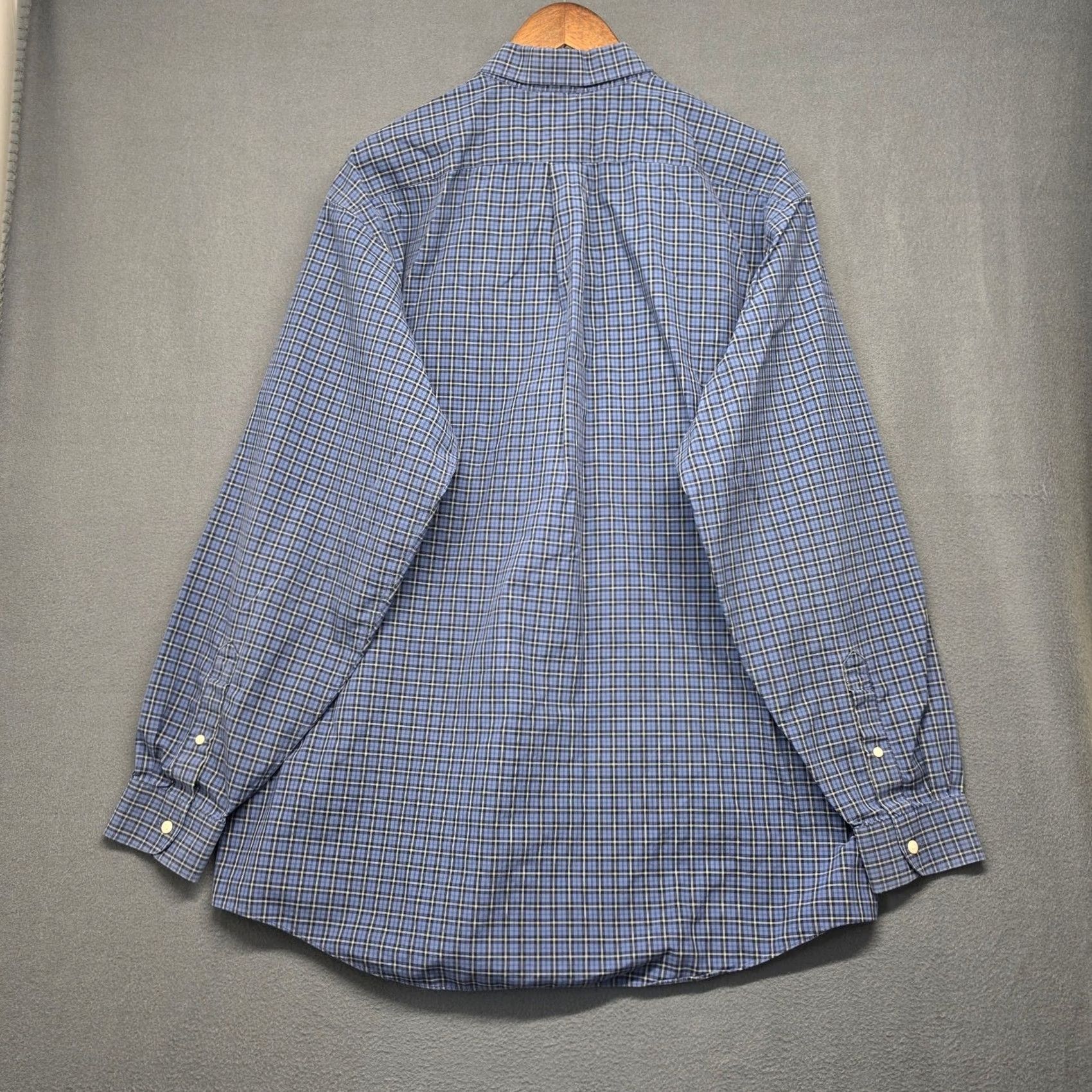 Vintage LL Bean Mens Shirt XLT Long Sleeve Button Front Blue Plaid 100% Cotton Mens XLT Blue Plaid Long Sleeve Button Front Shirt Size US XL / EU 56 / 4 - 2 Thumbnail