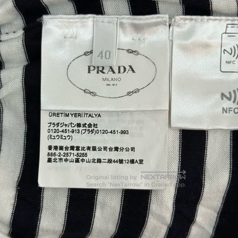 Prada Prada Dark blue striped letter knitted short sleeves Size US XXS / EU 40 - 6 Thumbnail