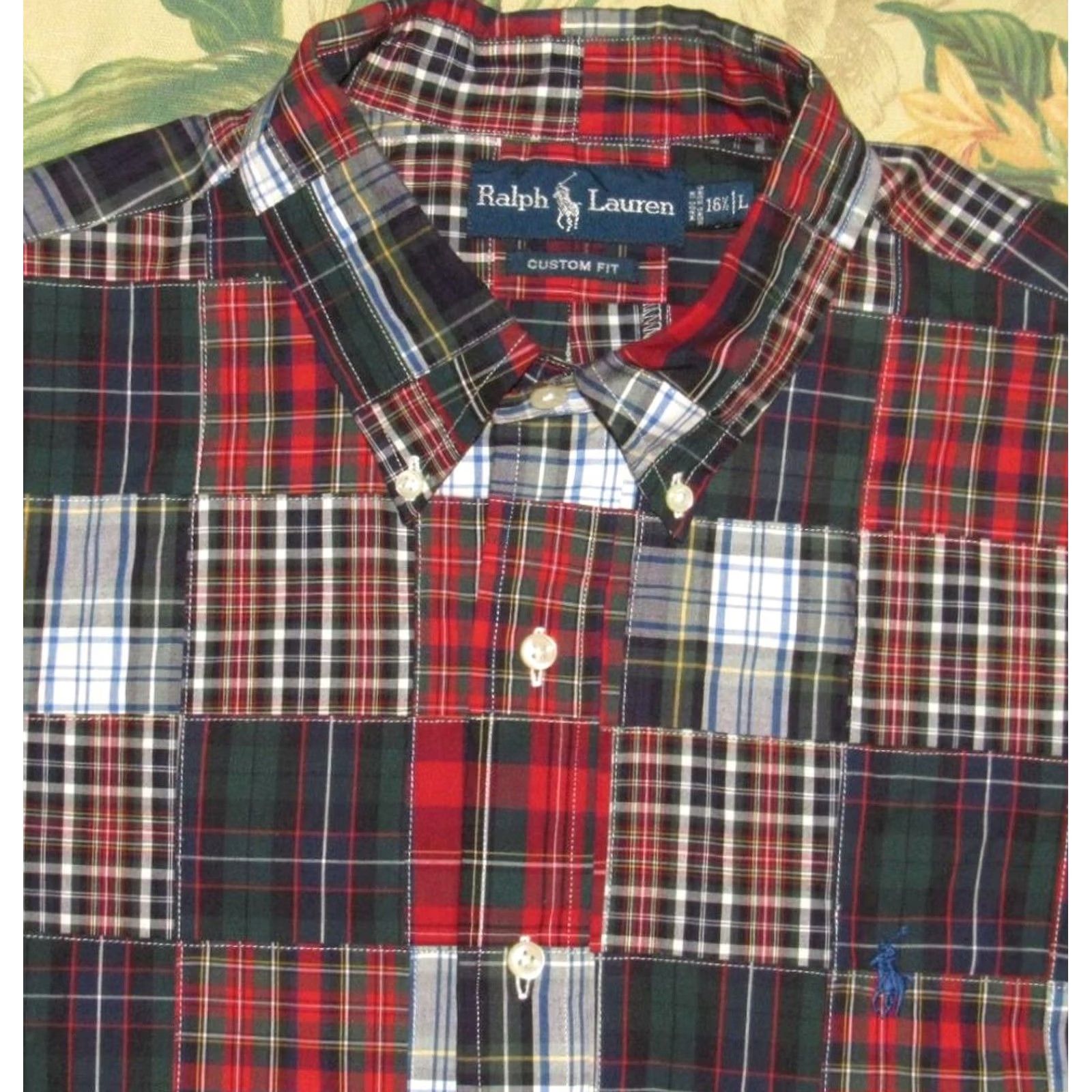 Ralph Lauren Vtg Polo Ralph Lauren Long Sleeve Patchwork Button Down Shirt Custom Fit Large Mens Dark Multicolor Size US L / EU 52-54 / 3 - 2 Thumbnail