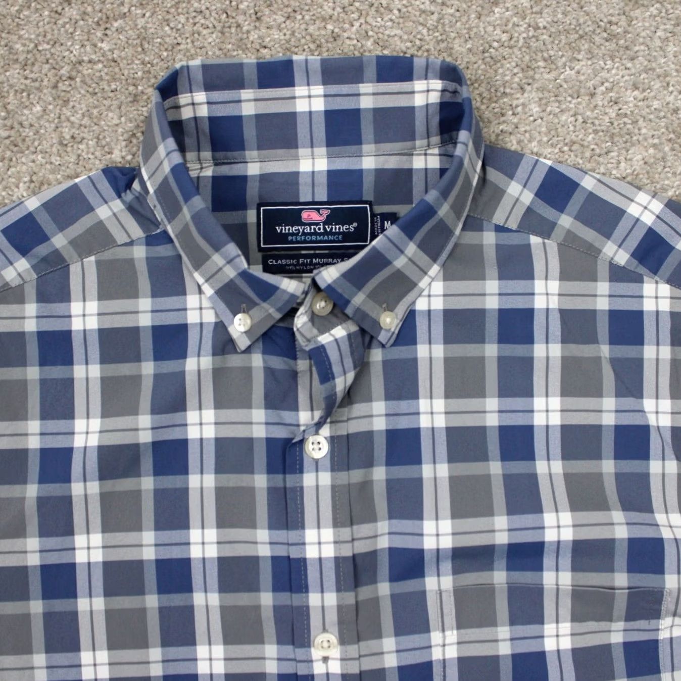 Vineyard Vines Vineyard Vines Performance Shirt Mens Medium Blue/Gray Classic Fit Murray L/S Size US M / EU 48-50 / 2 - 5 Thumbnail